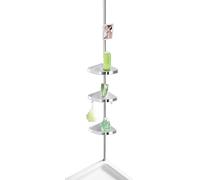 WENKO Étagère d'angle de douche télescopique Premium, 3 Paniers de douche fixation sans perçage, Aluminium - plastique, brillant