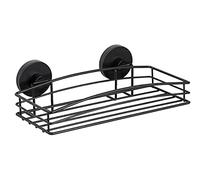 WENKO Etagère d'angle Salle de Bain Murale, 2 paniers de Douche Fixation sans perçage Vacuum Loc Plus, repositionnable sans Laisser de Trace, Esprit loft, Acier Verni, 23x43x21 cm, Noir