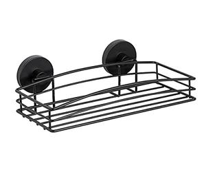 WENKO Etagère d'angle Salle de Bain Murale, 2 paniers de Douche Fixation sans perçage Vacuum Loc Plus, repositionnable sans Laisser de Trace, Esprit loft, Acier Verni, 23x43x21 cm, Noir