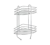 WENKO Etagère d'angle Salle de Bains à 2 Niveaux 2 étagères, 2 Crochets Chromé