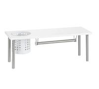 WENKO Etagère Universelle avec Porte-Rouleaux Blanco, étagère de Cuisine pour Plus d'espace de Rangement, avec Porte-ustensiles pour Le Rangement des ustensiles, Acier Inoxydable/MDF, 55x21x18 cm