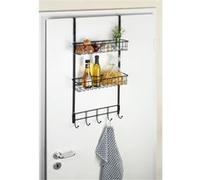 WENKO Étagère de Cuisine à Suspendre, Espace de Rangement supplémentaire Fixation sans perçage, métal, 39x75x10 cm, Noir