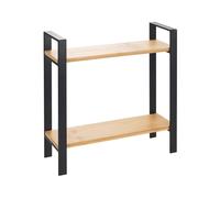 Wenko Étagère de cuisine Lou – 2 étages métal et bambou, gain de place, Noir/Bambou