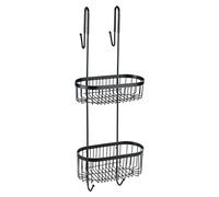 WENKO Étagère de douche à 2 étages Serino, étagère haute qualité avec 2 paniers à suspendre à la paroi de douche, en acier robuste avec revêtement noir anti-rouille, 25,5 x 19,5 x 70 cm, noir