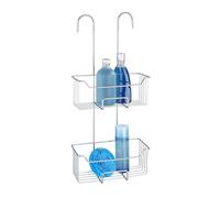 WENKO Etagère de Douche à Suspendre au Thermostat Milo | 2 paniers de Douche à Suspendre | Etagères Profondes|sans perçage | Protection carrelage| Acier INOX | 25x55x14 cm | Brillant