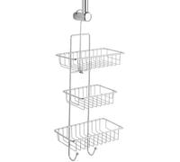 WENKO Etagère de douche à suspendre sans perçage, 3 paniers de douche, Milano, Acier, 25x62x14 cm, Brillant