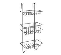 WENKO Étagère de douche Revigo, étagère pour salle de bain à suspendre avec trois supports de rangement carrés sous forme de paniers en treillis métallique ouverts, 22,5 x 57 x 18,5 cm, noir