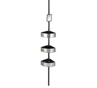 WENKO Etagère de Douche télescopique Premium | 3 Paniers de Douche Profonds | Solution sans perçage par Torsion réglable en Hauteur | Miroir et Crochets | Alu-Plastique | 27,5x70-260x20cm | Noir Mat