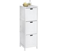WENKO Meuble Salle de Bain Oslo avec 3 tiroirs de Rangement, Bois Verni Blanc, 36x112x36 cm