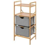 Wenko - Etagère de salle de bain en bambou 2 Tiroirs - H. 96 cm - Gris Gris G