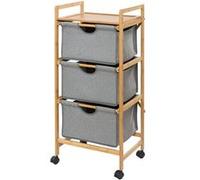 - Etagère de salle de bain en bambou 3 Tiroirs - H. 96 cm - Gris