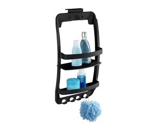 WENKO Étagère de Salle de Bain Mod, Universal étagère Murale Suspendue sans percer Rangement Douche Salle de Bains Plastique 26 x 54,5 x 11,5 cm Noir