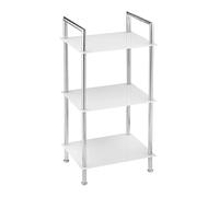 WENKO Étagère de salle de bain Style - 3 tablettes en verre satiné, Acier, 37 x 71 x 28.5 cm, Chromé