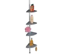 WENKO Etagère de Salle de Bain télescopique Compact | 4 Paniers de Douche | 4 Crochets | Solution sans perçage par Torsion réglable en Hauteur | Alu Plastique | 26x78-275x19,5 cm | Argent