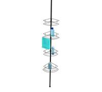 WENKO Etagère de Salle de Bain télescopique Dolcedo | 4 Paniers de Douche d'angle | Fixation sans perçage par Torsion réglable en Hauteur jusqu'à 2,75m| Acier INOX | 31x65-275x23 cm| Noir Mat