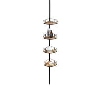 Etagère de douche télescopique 4 compartiments H.230 cm, noir et bambou, Wenko