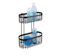 Étagère murale à 2 niveaux Classic Plus noir, avec protection antirouille WENKO