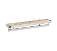 WENKO Porte épices avec Barre Premium - pour jusqu'à 8 Pots à épices, avec Tablette Bambou, Acier brossé, 40 x 5.5 x 8 cm, Argent Mat