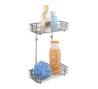 WENKO Etagère murale d'angle de douche Milano 2 paniers d'angle de douche fixation murale acier 25x37x12 cm mat