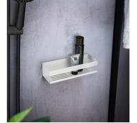 WENKO Étagère Murale de Douche GENOVA | Fixation sans Perçage | Fente de Drainage | Acier Inox | Blanc Mat | 30x8x10,5 cm