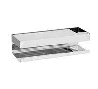 WENKO Étagère Murale de Douche Genova Shine | Fixation sans perçage | Design Moderne | Acier Inoxydable | Tablette Murale de qualité supérieur | DIM 30 x 8 x 10,5 cm | Argent