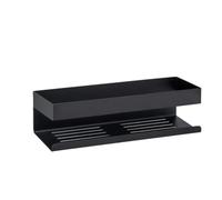 WENKO Étagère Murale pour Salle de Bain Genova Black | Fixation sans perçage | Design Élégant | Porte Savon Douche | DIM 30 x 8 x 10,5 cm | INOX Mat Noir