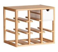 Wenko - Etagère pour 8 bouteilles Finja avec 1 tiroir - en Bambou et MDF - Longueur 33.5 cm x Hauteur 29 cm x Profondeur 24 cm - Finja Marron G