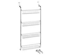 WENKO Étagère pour porte avec 4 paniers - à accrocher, Métal chromé, 50 x 109 x 14 cm, Argent brillant