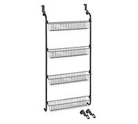 WENKO Étagère pour Portes, étagère Suspendue avec 4 Grandes corbeilles, idéale pour Les Accessoires de Cuisine ou de Bain, à accrocher à Une Porte, 50 x 109 x 14 cm, métal thermolaqué Noir