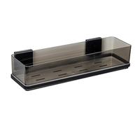 WENKO Étagère Salle de Bain | Maxiablage Vacuum-Loc Quadro sans perçage | Support Douche Pratique en Acier Inoxydable Noir | DIM (l x h x p) 38,5 x 8,5 x 14,5 cm | Noir Acier Inoxydable