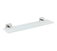 WENKO Tablette de Rangement Mezzano, étagère Murale en Verre satiné offrant Beaucoup de Place pour Tous ustensiles de Salle de Bain, Support en Acier INOX Brillant, 46,5 x 5,5 x 13,5 cm