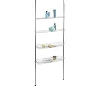 WENKO Étagère télescopique Ellera Extensible, 2 tablettes, 2 corbeilles Chromé