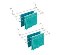 WENKO Étendoir à Linge Radiateur, Balcon, Baignoire | Lot de 2 Séchoir Pliable | Longueur Étendage 2,40m | Chromé | 57x7,5x23 cm