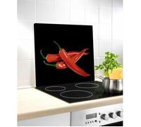 WENKO Fond de Hotte, Crédence Cuisine en verre, ""Hot Peperoni"", Verre trempé, 50x56 cm, Multicolore