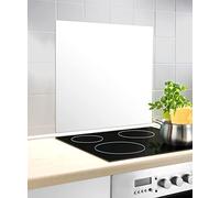 WENKO Fond de hotte Verre, crédence Murs Blanc | Hygiènique et résistant aux Chocs | Protège Vos Murs des éclaboussures | Verre trempé | Nettoyable | Usage Vertical et Horizontal | 60x70cm | Blanc