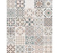 WENKO Fond de hotte Verre, crédence Murs Carreaux Ciment | Hygiènique résistant aux Chocs| Protège Vos Murs des éclaboussures| Nettoyable | Usage Vertical ou Horizontal| 60x70cm | Beige