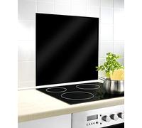 WENKO Fond de hotte Verre, crédence Murs Noir | Hygiènique et résistant aux Chocs | Protège Vos Murs des éclaboussures | Nettoyable | Usage Vertical et Horizontal | 60x70cm | Noir