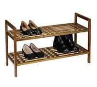 WENKO Fondi Étagère à Chaussures en Bois d'acacia Massif, pouvant contenir jusqu'à 6 Paires de Chaussures, à 2 étages, empilable, idéale pour Couloir, Couloir, Marron, 69 x 40,5 x 27 cm