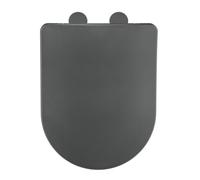 WENKO Galati - Abattant WC Plat en Forme de D avec système d'abaissement Automatique - en Duroplast - Fixation à Clip - Anthracite Mat