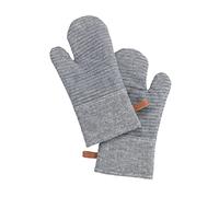 WENKO Gants de Cuisine Anti Chaleur Ada | Manique de Cuisine avec dragonne | Gants Anti-Chaleur avec Silicone pour faciliter la Manipulation | Lot de 2 Gants | Coton | 17x33x3 cm | Gris structuré