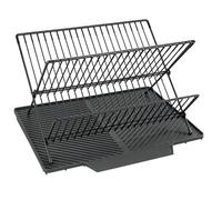 WENKO Geschirrabtropfer mit Abtropfmatte Nelia 34x25x40cm schwarz