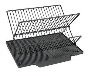 WENKO Geschirrabtropfer mit Abtropfmatte Nelia 34x25x40cm schwarz