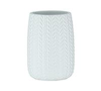WENKO Gobelet à brosser les dents Barinas, accessoire luxueux avec motif doux, rangement à brosse à dents et de la pâte dentifrice, vase noble de salle de bain, Ø7,4x10,7cm, gobelet en céramique blanc