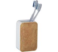WENKO Gobelet à Dents Ambila Beige - Porte-Brosse à Dents pour la Brosse à Dents et la pâte Dentifrice, Polyrésine, 7.5 x 12 x 6.5 cm, Beige