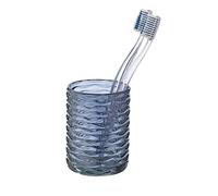 WENKO Gobelet à dents Vetro rond Bleu foncé, Porte Brosse