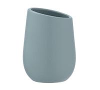 WENKO Gobelet Badi Bleugriscéramique - Porte-Brosse à Dents pour la Brosse à Dents et la pâte Dentifrice, Céramique, 8 x 11 x 8 cm, Bleu