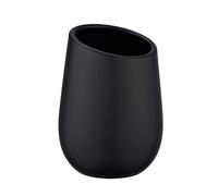 WENKO Gobelet Badi noir céramique - Porte-brosse à dents pour la brosse à dents et la pâte dentifrice, Céramique, 8 x 11 x 8 cm, Noir