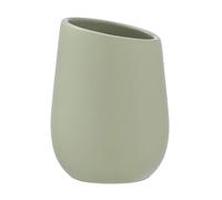 WENKO Gobelet Badi Vert Pale céramique - Porte-Brosse à Dents pour la Brosse à Dents et la pâte Dentifrice, Céramique, 8 x 11 x 8 cm, Vert