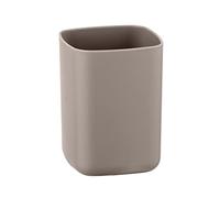 WENKO Gobelet Barcelona Taupe - Porte-Brosse à Dents pour la Brosse à Dents et la pâte Dentifrice, Absolument incassable, Plastique (TPE), 7 x 10 x 7 cm, Taupe