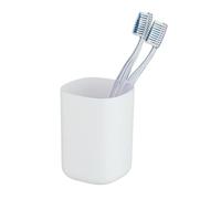 WENKO Gobelet brosse à dents Davos, porte brosse à dents puriste, accessoire de salle de bain au design Clean-Chic pour un style d'aménagement intérieur tendance, exempt de BPA, Ø7,7x10,5cm, blanc mat